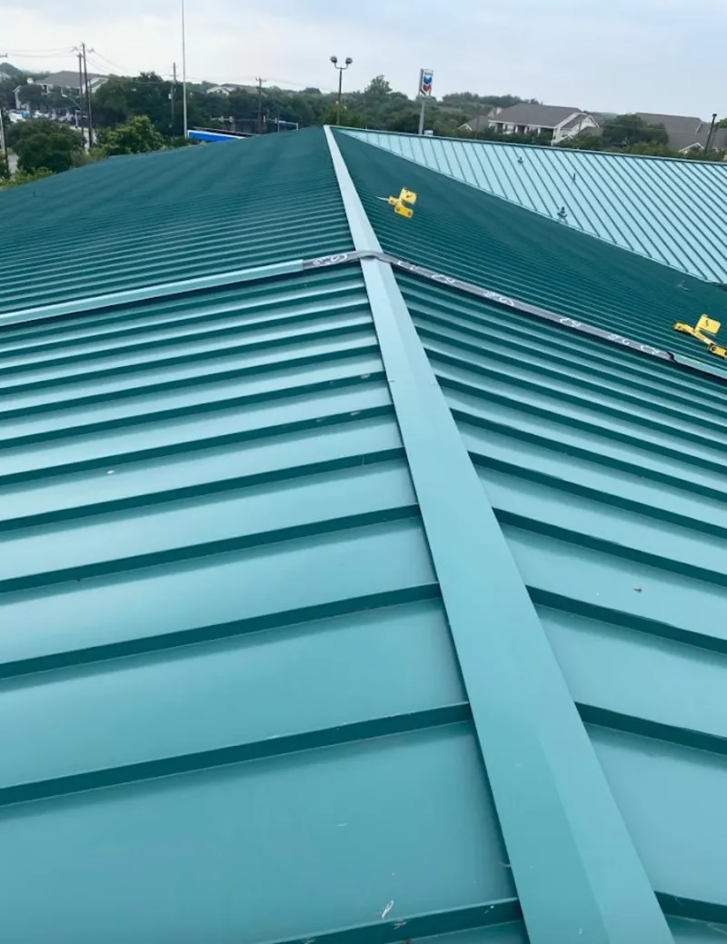 Green commercial metal roof ridge and valley for Metal Roof Repair in Fallston